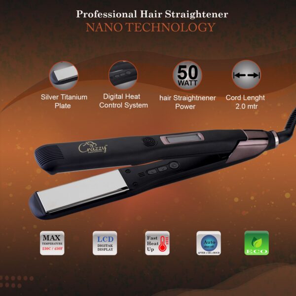 Crazzy professional hair straightener Nano technology