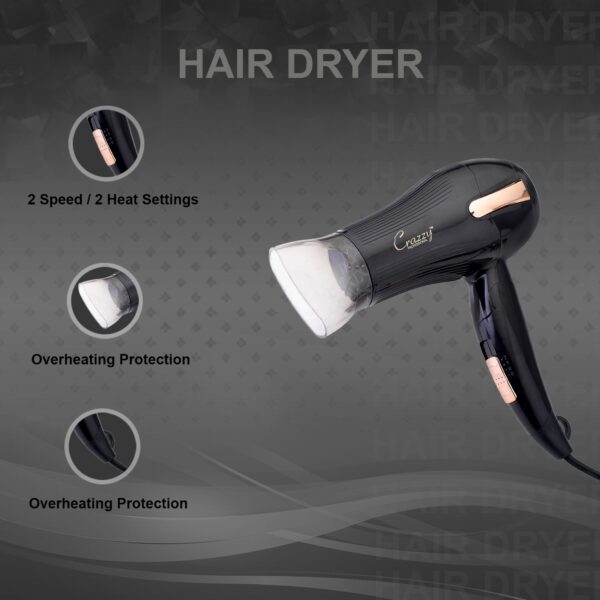 Crazzy professional Maxx hair dryer overheating protection 2 speed setting