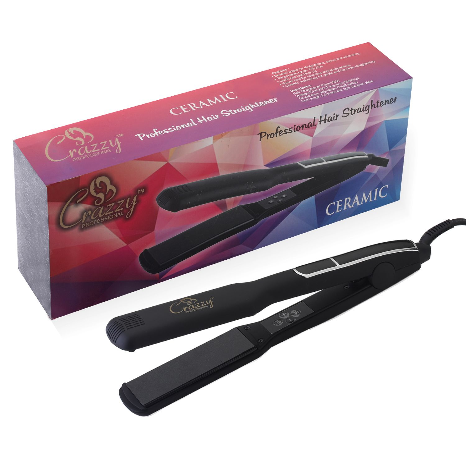 Crazzy Professional Ceramic Hair Straightener, Bla...