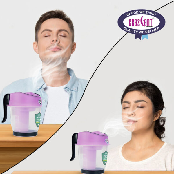 adult men women using crescent delux facial steamer vaporizer