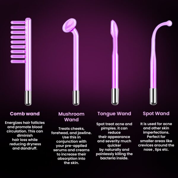 Crescent High Frequency Ozone Treatment Beauty Machine attachment comb tongue spot mushroom tube