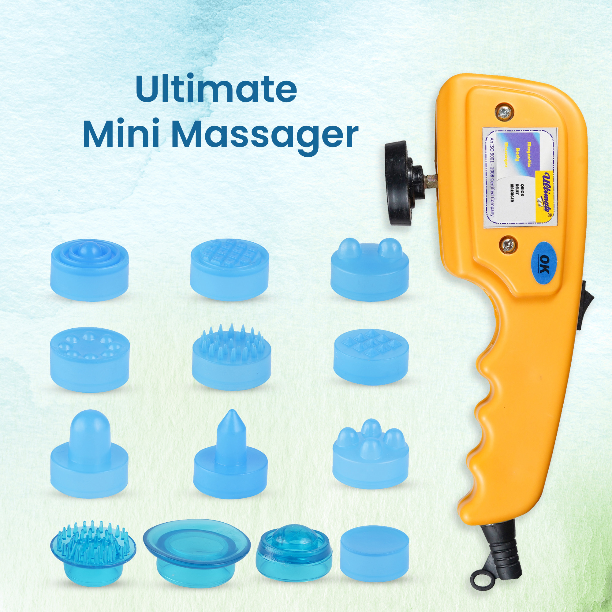 CRESCENT Mild, Strong Ultimate Mini 14-in-1 Quick Relief Magnetic Full Body Electric Massager, Yellow