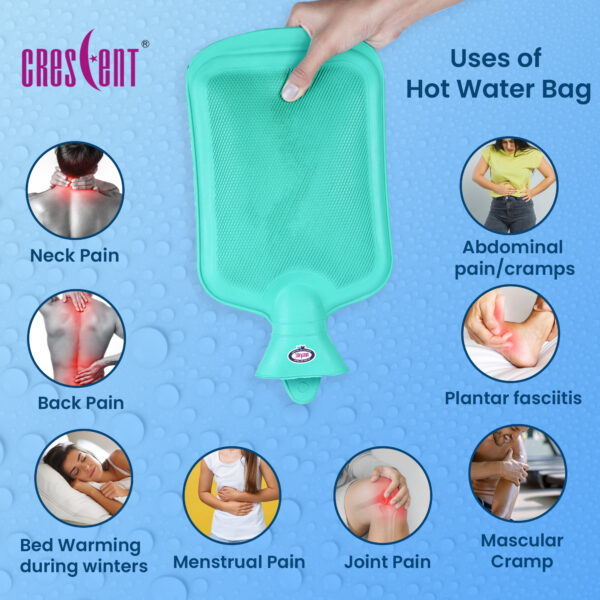 crescent hot water bag uses instruction pain relieve