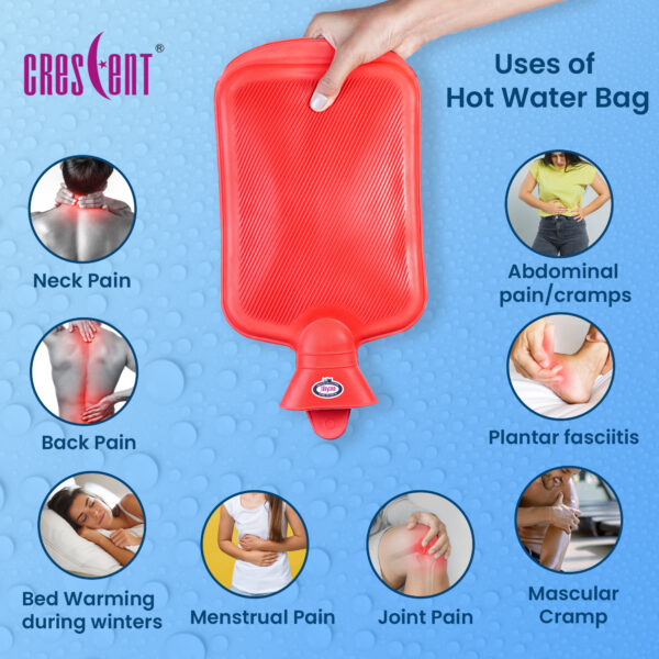 crescent hot water bag uses instruction pain relieve