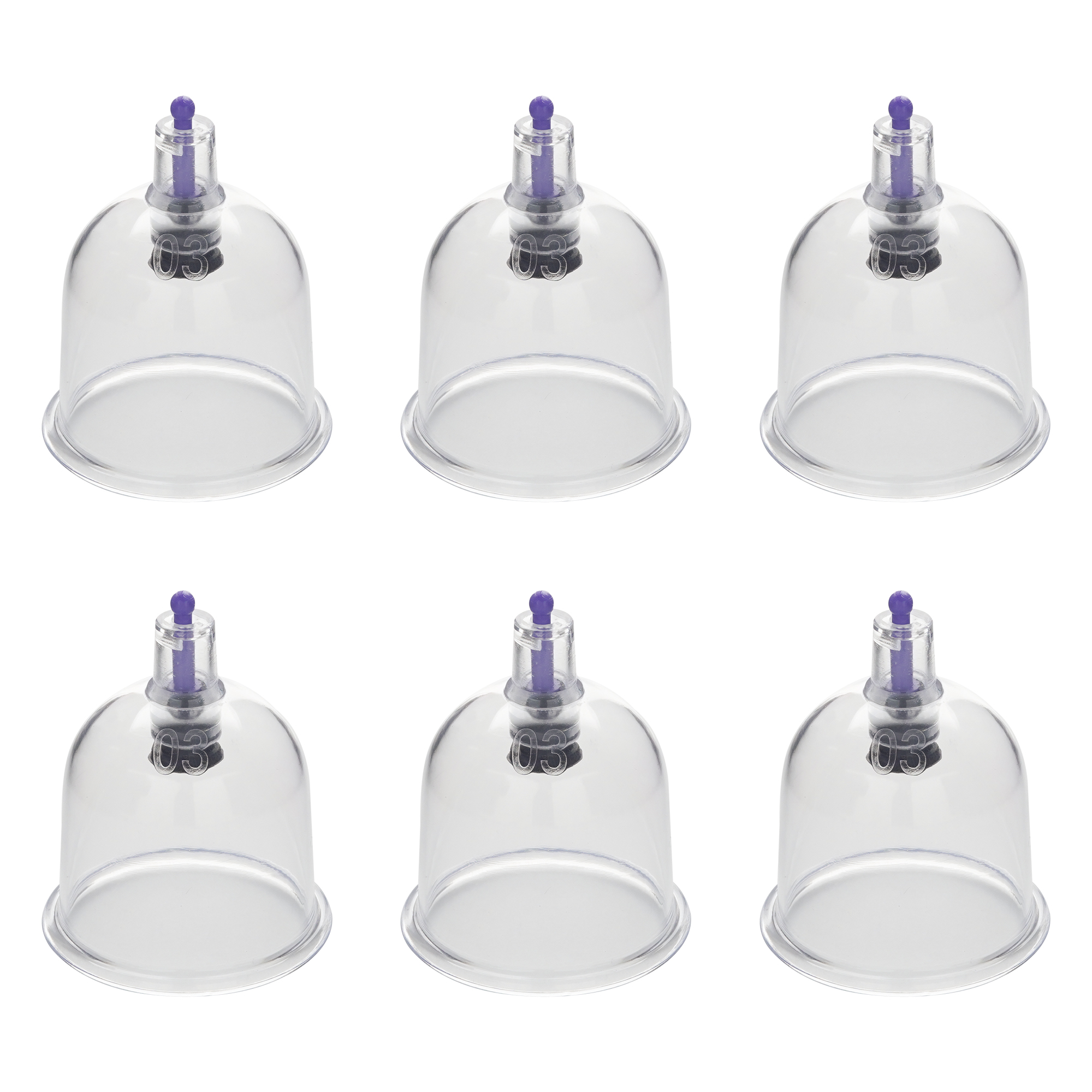 Crescent Hijama Cupping Therapy Cups(Only)| (Cup Size No:3, 6 Pcs)